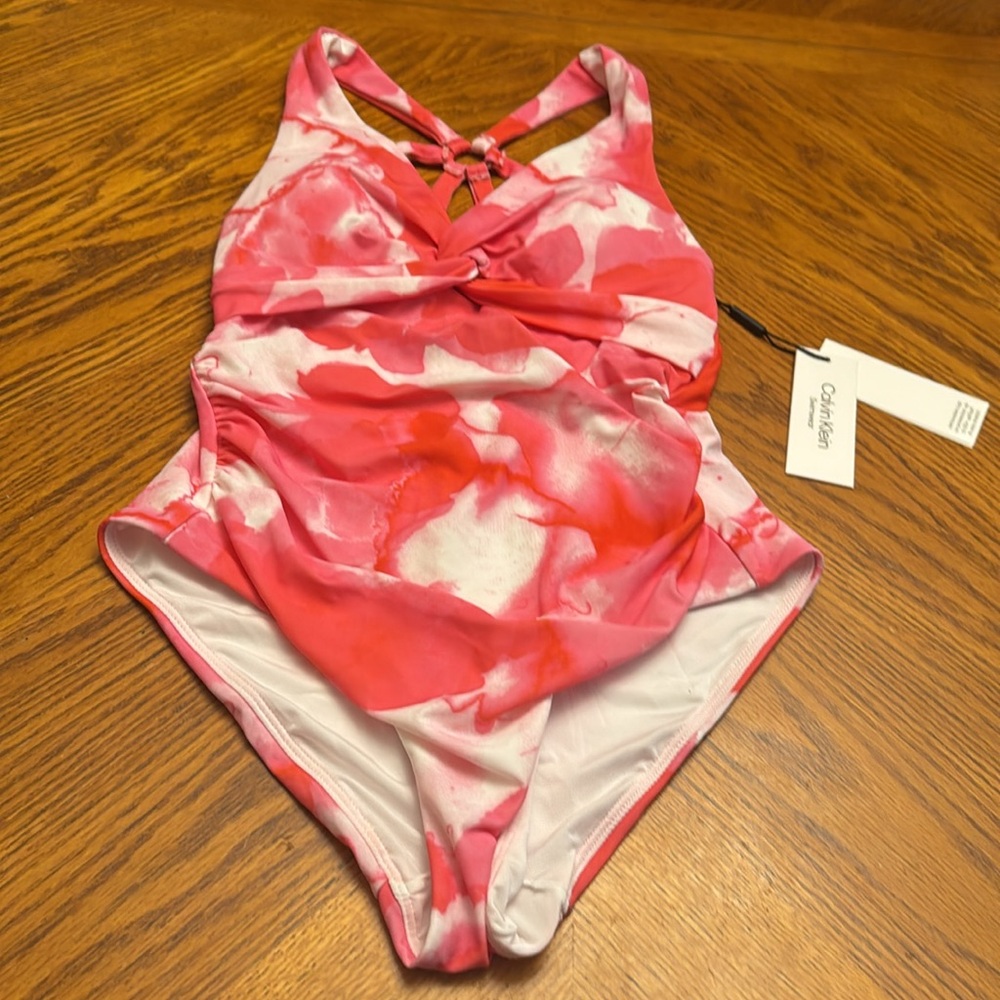 Calvin Klein Women's Tie-Dye Strappy-Back One-Piece Swimsuit nwt